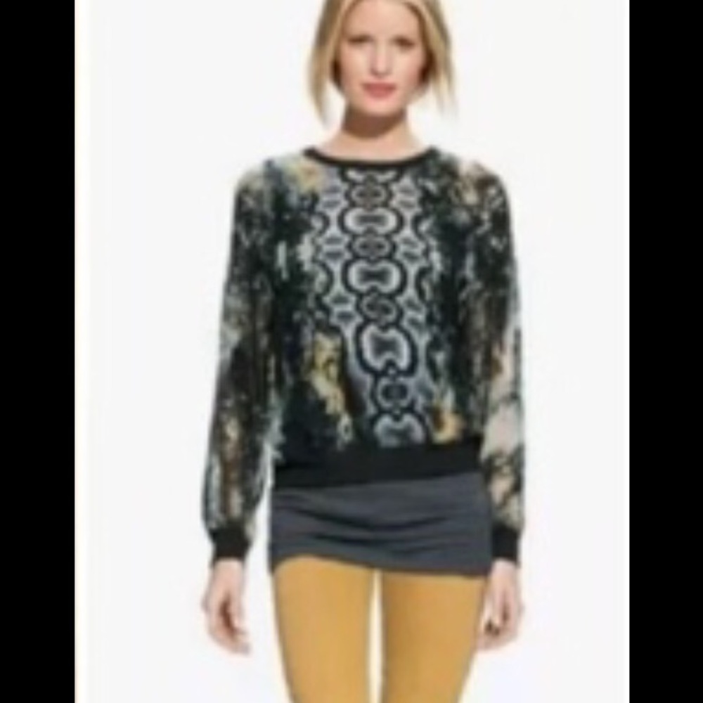 CABI #572 Sheer Chiffon Python Printed Top Sz. SM