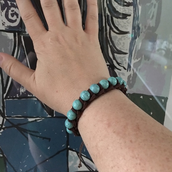 Jewelry Handmade Braided Leather Wrap Turquoise Bracelet Poshmark