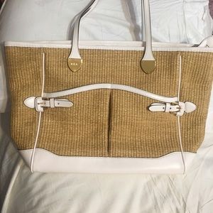 Ralph Lauren Leather/Straw Tote Bag