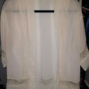 Beautiful chiffon and lace ivory kimono