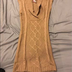Tan sleeveless sweater dress