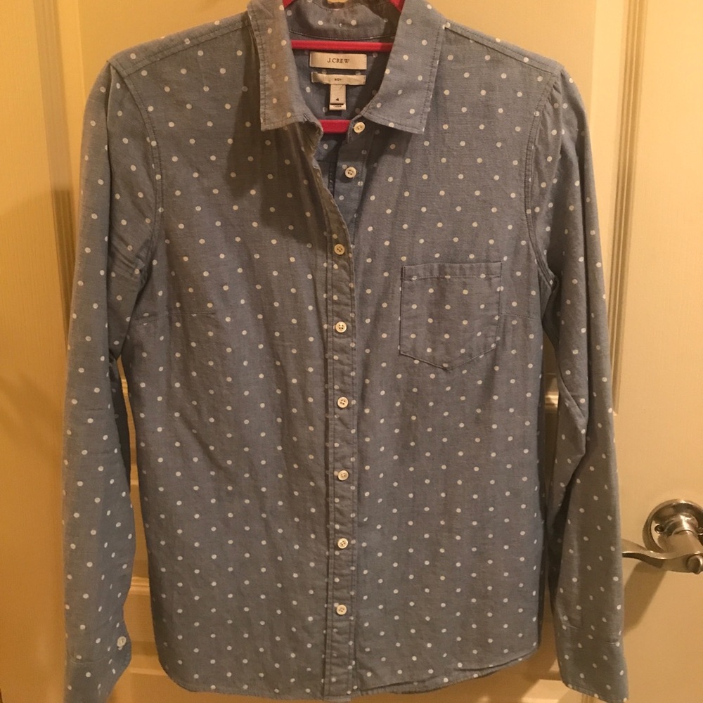 J. Crew polka-dot chambray button down