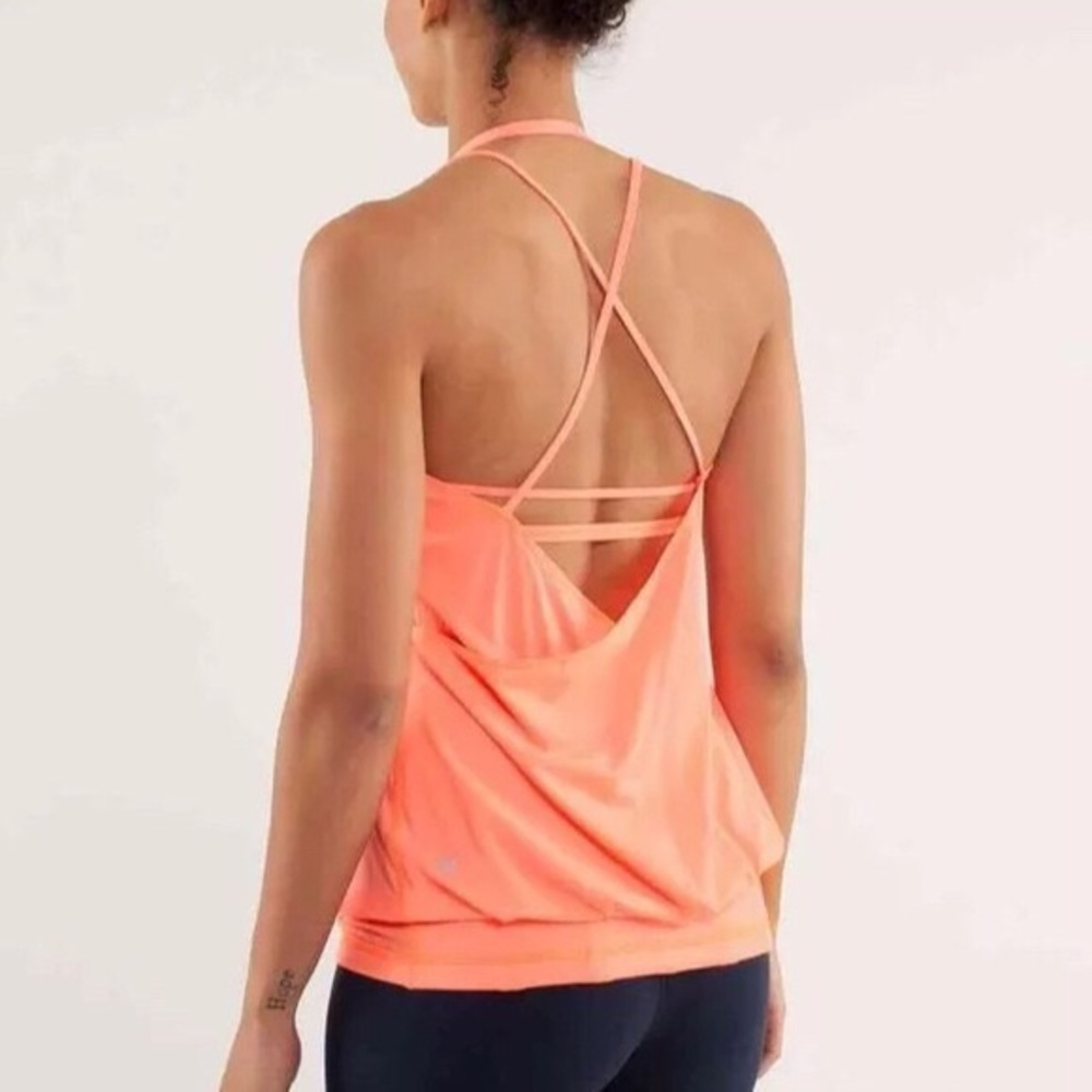 Lululemon Flow & Go Tank II EUC Pop Orange Size 8