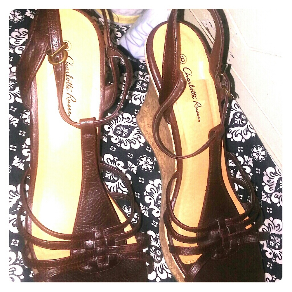 Leather-look Wedge Sandal