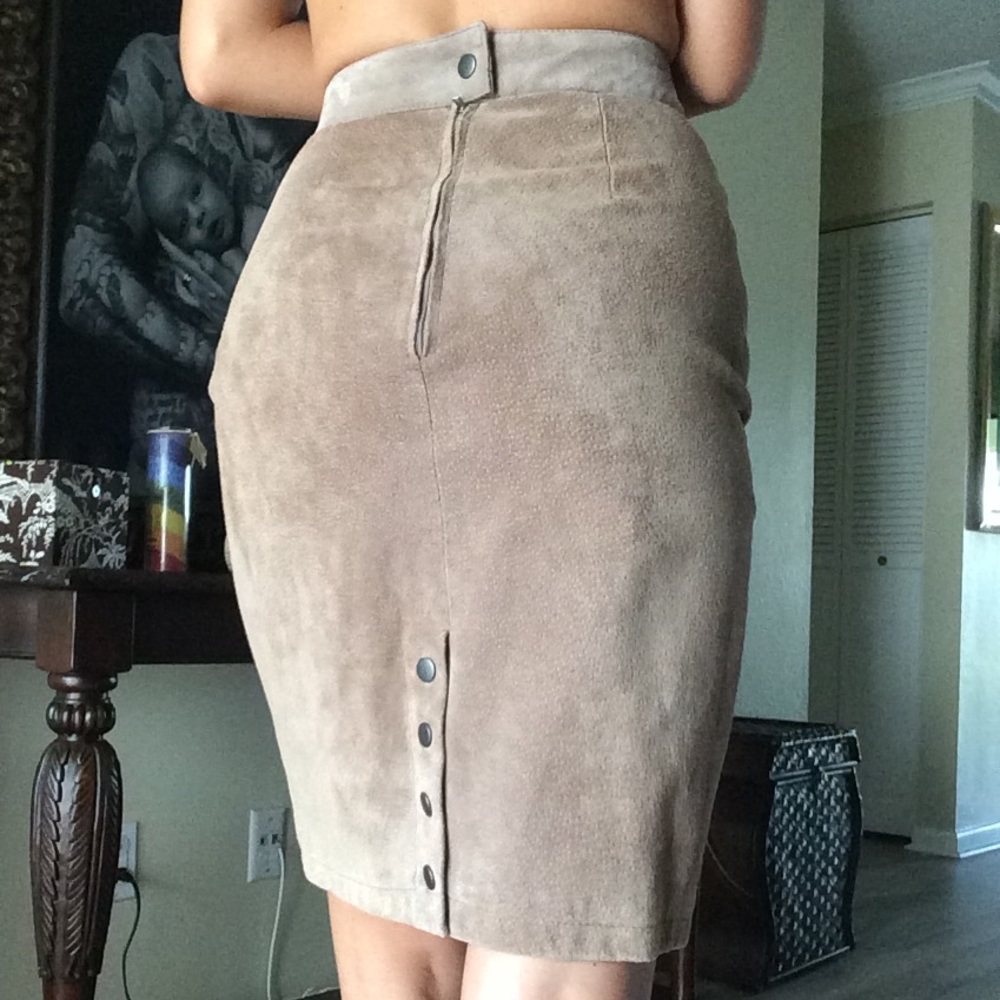 Genuine leather midi skirt
