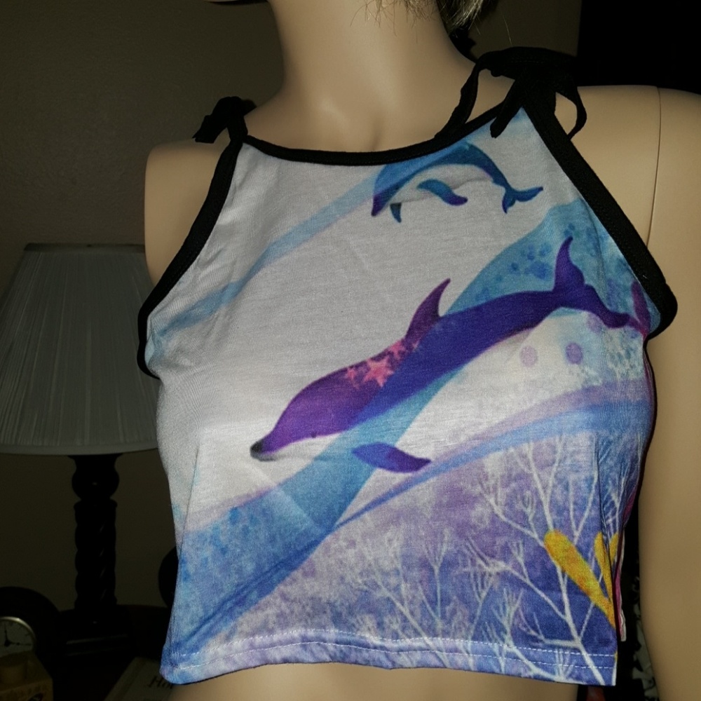 34"-38" Chest thin tie crop halter top one size