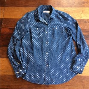 Polka Dot Chambray Button Down