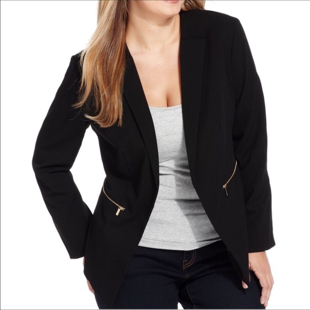 Forever 21 chic blazer with gold zippers