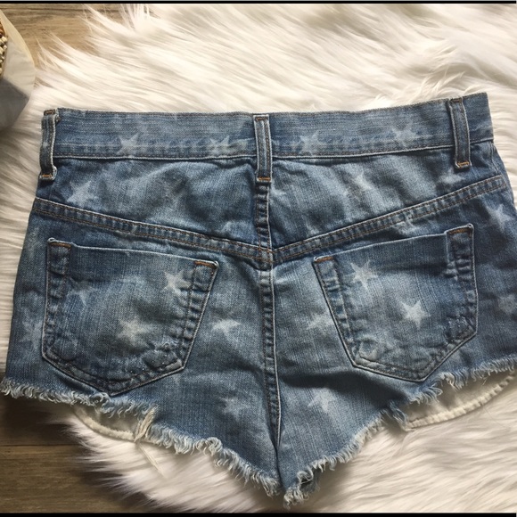 Juniors Distressed Patriotic Jean Shorts  - Picture 2 of 4