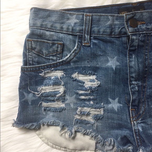 Juniors Distressed Patriotic Jean Shorts  - Picture 4 of 4