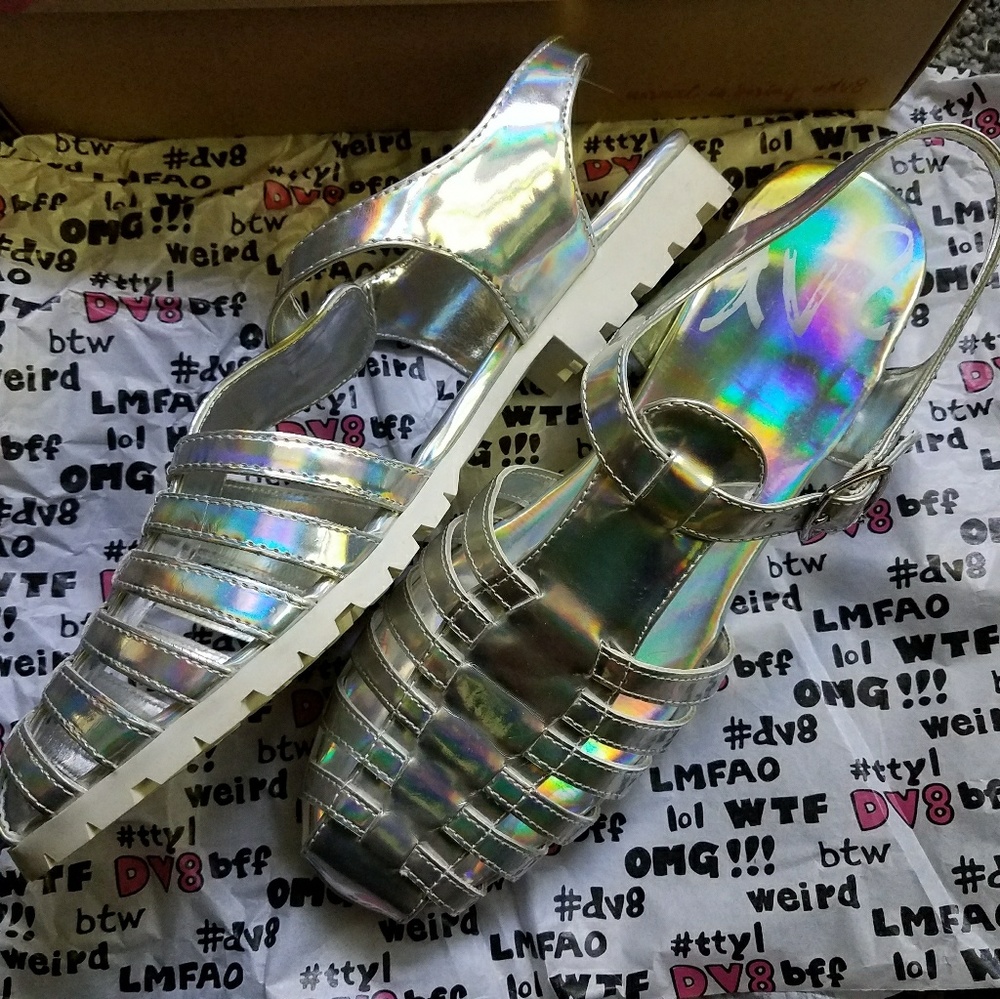 Iridescent sandals