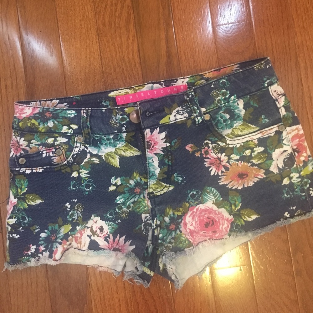 Floral jean shorts