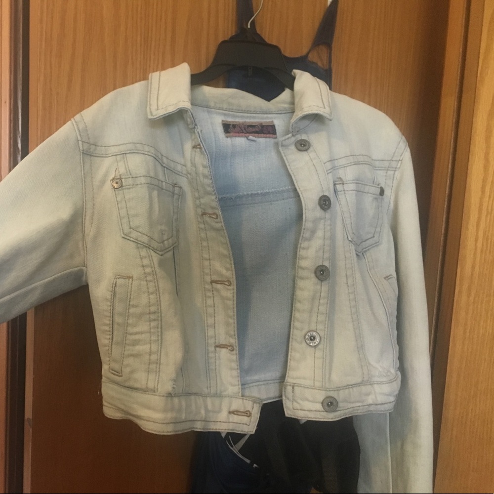 Mid length light jean jacket