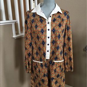 Betsey Johnson 70's Style Collared Shirt Dress