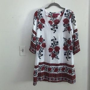 White Floral Tunic Top