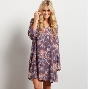 PINKBLUSH Lavender Floral Boho Bell Sleeve Dress