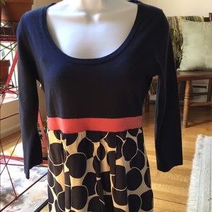 Boden navy knit top silk skirt dress