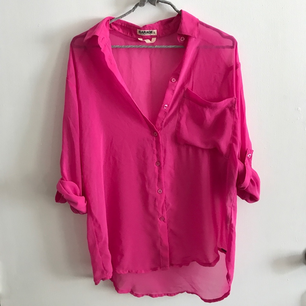 Garage Button Down Sheer Top