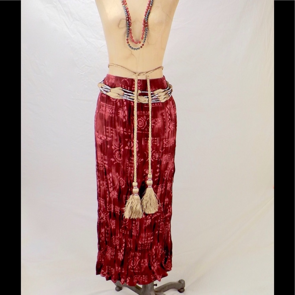 vintage broomstick skirt long crinkle pencil rayon