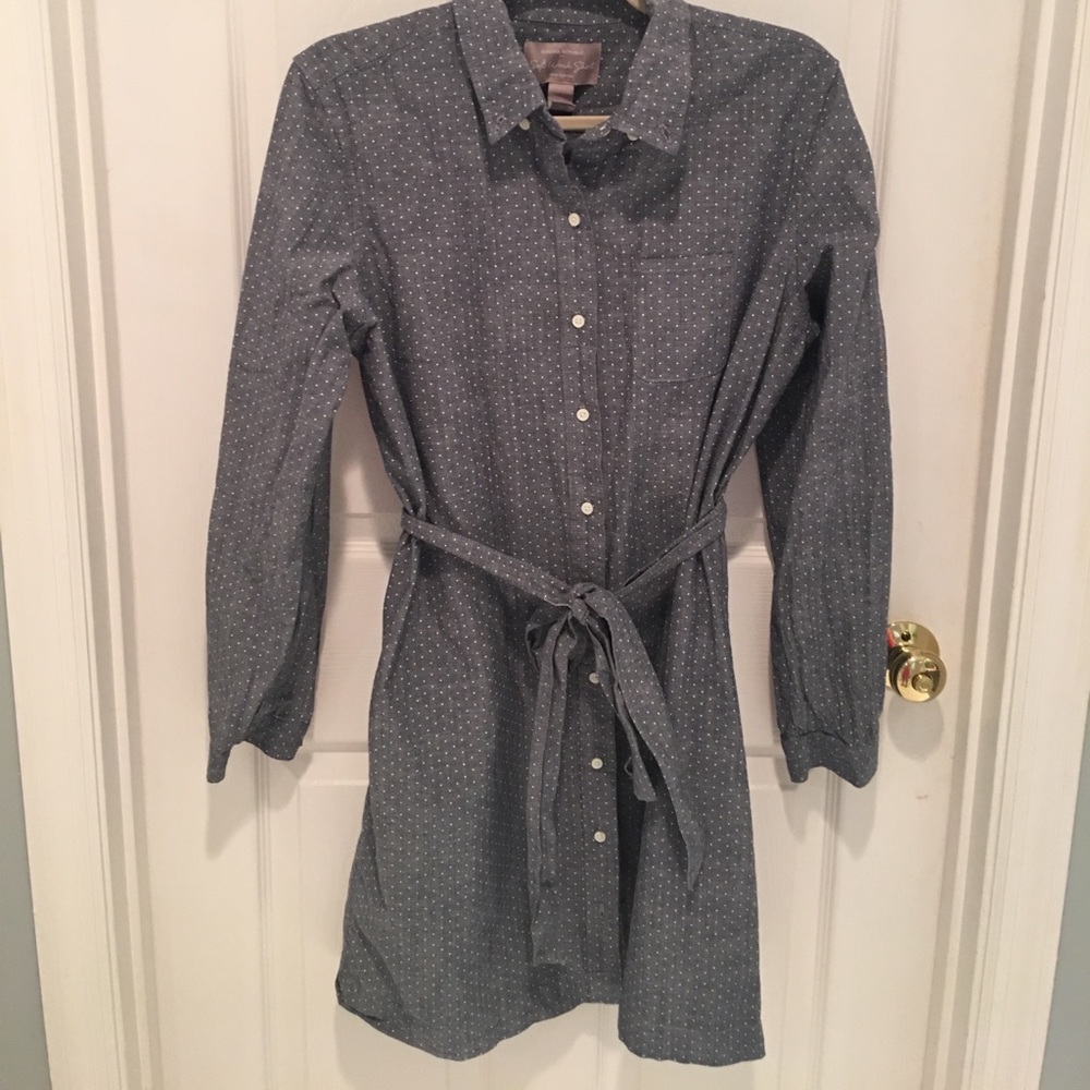 Banana Republic Polka Dot Chambray TSHirt Dress 12