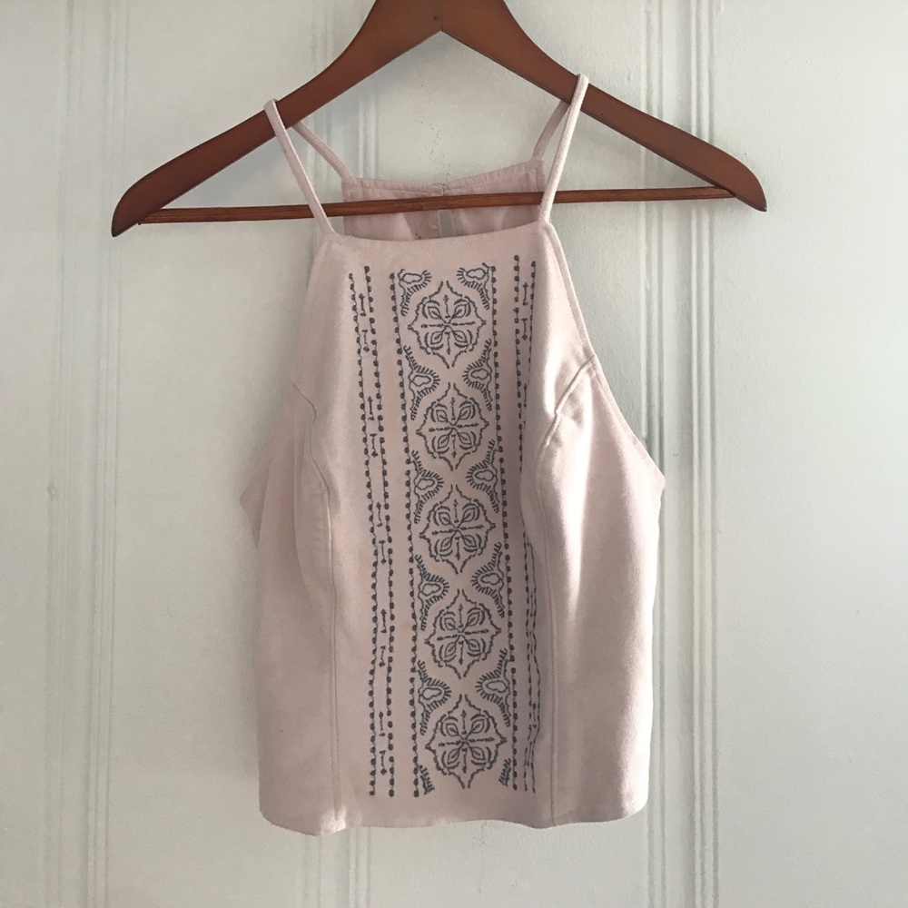 Abercrombie Pink Embroidered Crop Top