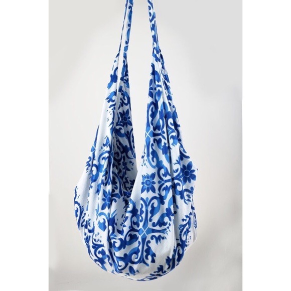 Damask Block Print Hobo Tote Bag - Picture 2 of 3