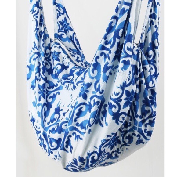 Damask Block Print Hobo Tote Bag - Picture 3 of 3