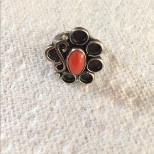 Coral flower ring Native American