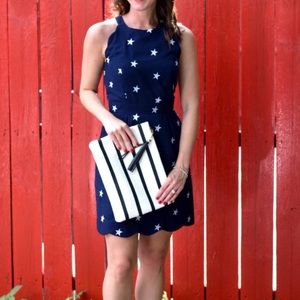 Lauren James navy and white stars seersucker dress
