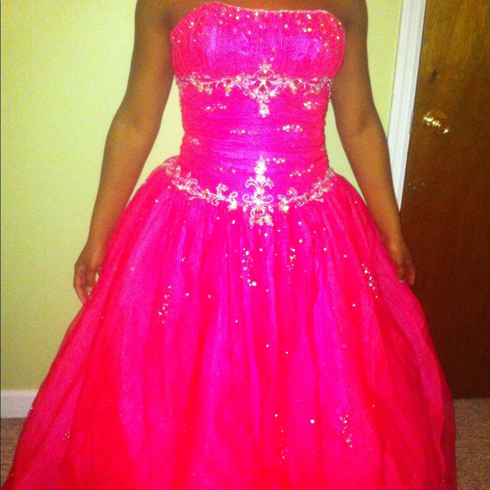 Hot pink prom dress