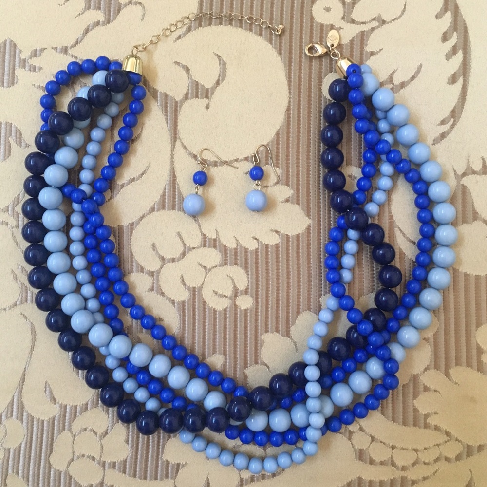 Sale!Charming Charlie Necklace & Earrings Blue Set