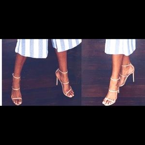 Nude strappy heel or sandals. Hot for summer look