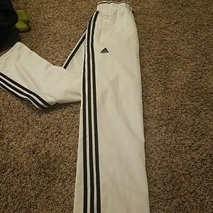 White Adidas track pants