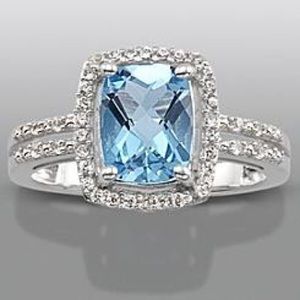 Blue Topaz & Lab Created White Sapphire Ring