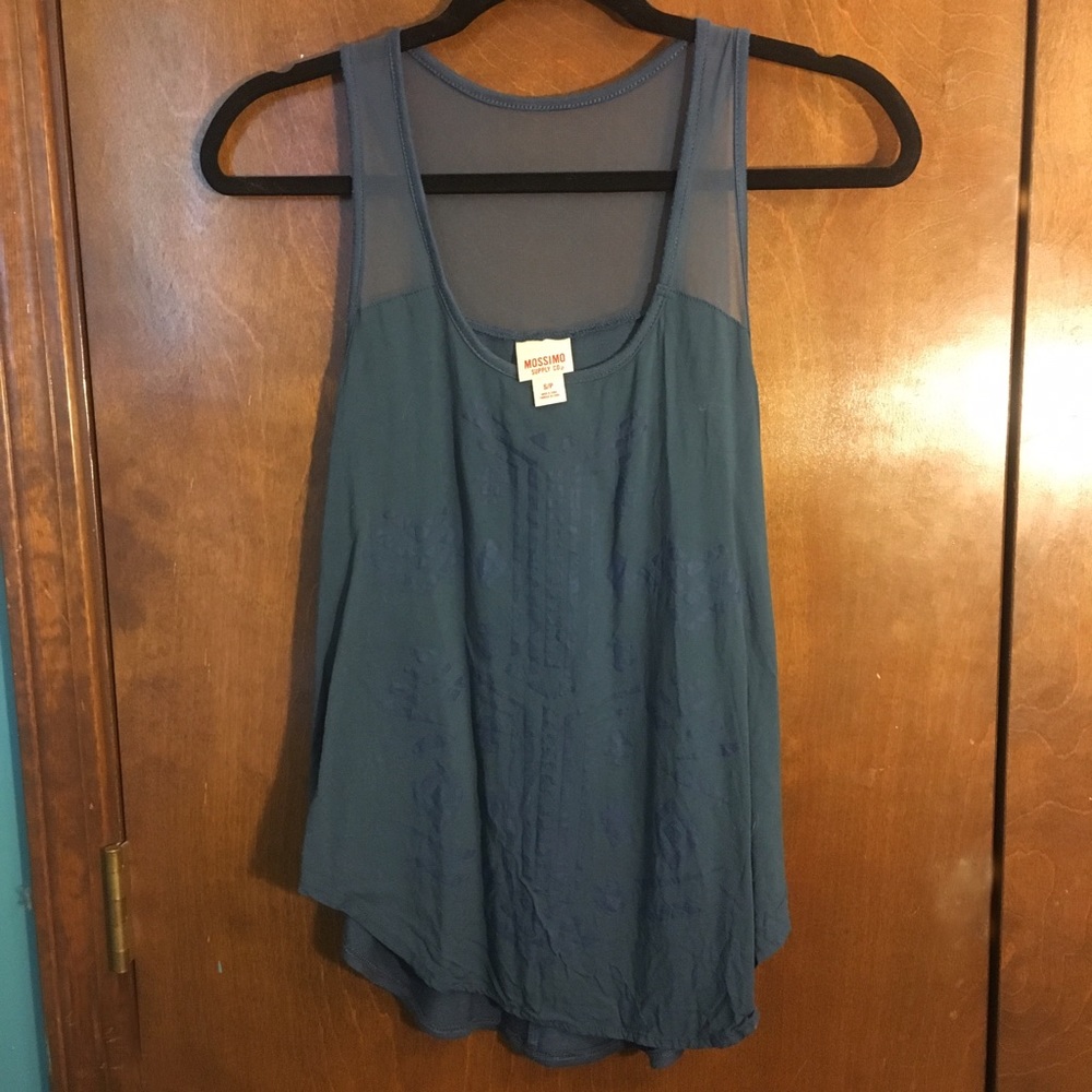 Mossimo Navy Tribal Print Tank With Mesh Top