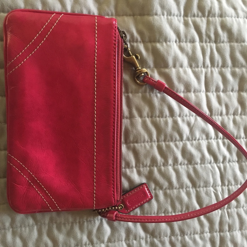 Pink coach wristlet