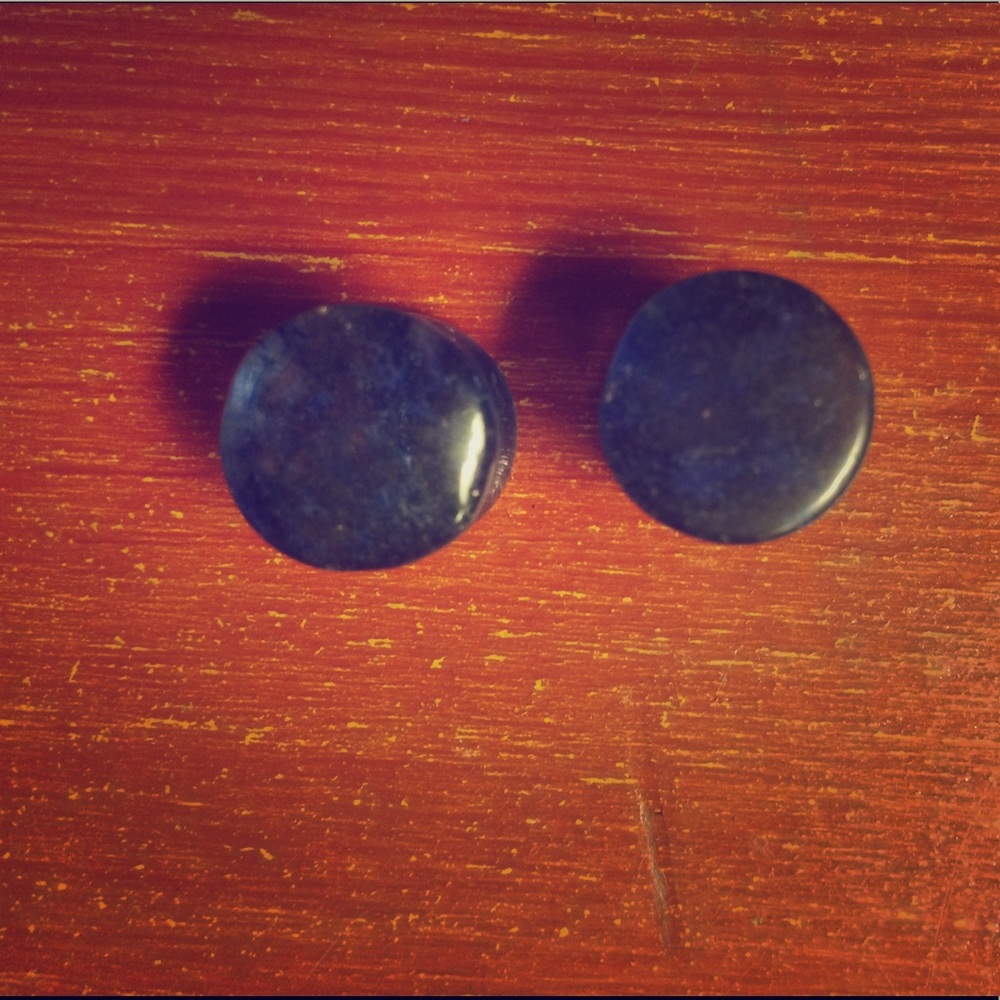 1/2" blue glass plugs - hand blown translucent