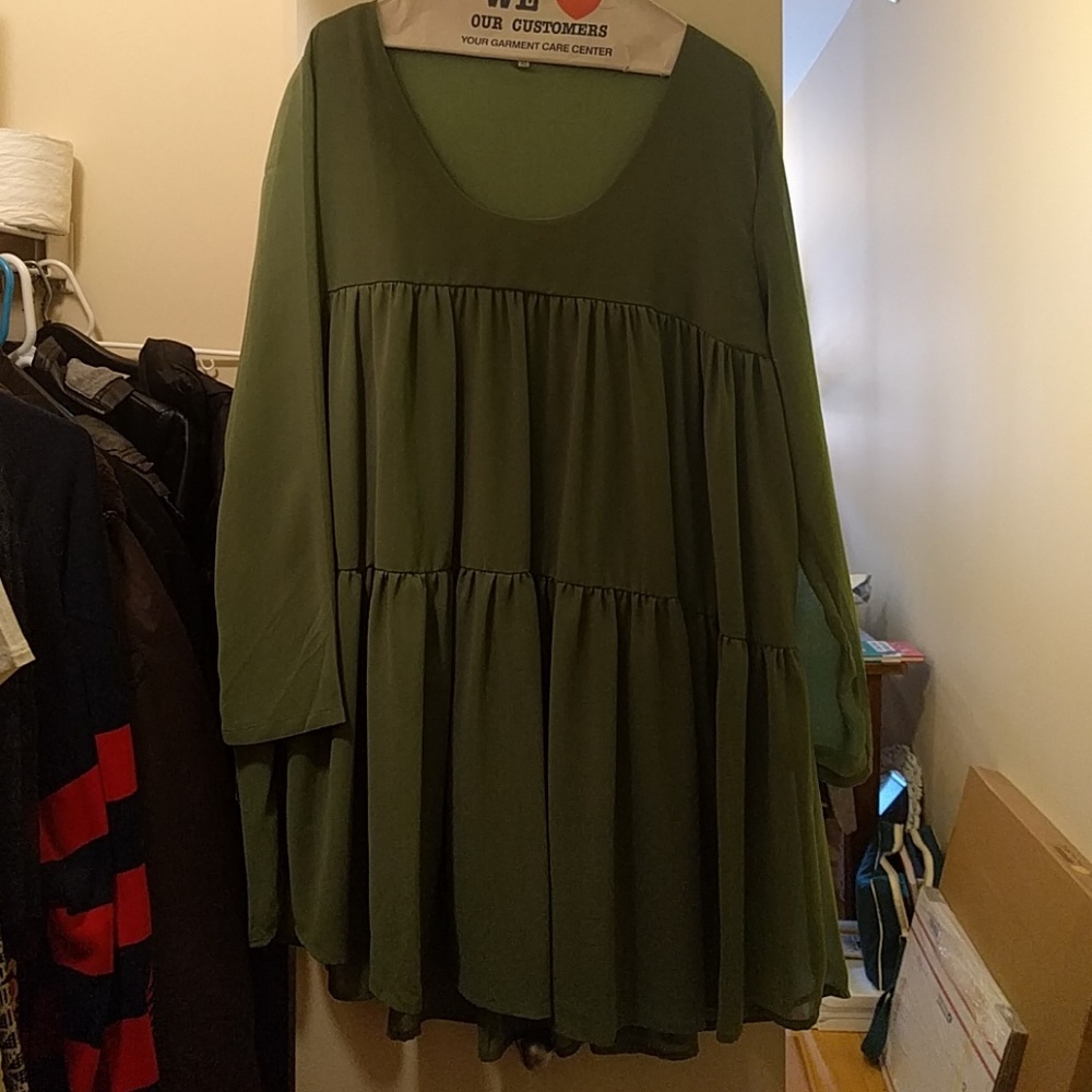 Olive Green Chiffon Dress