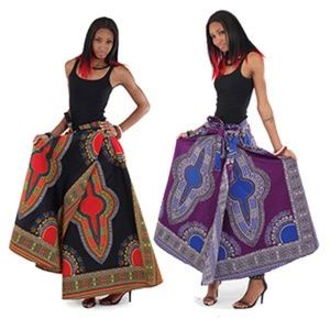 Traditional Print Wrap Skirt
