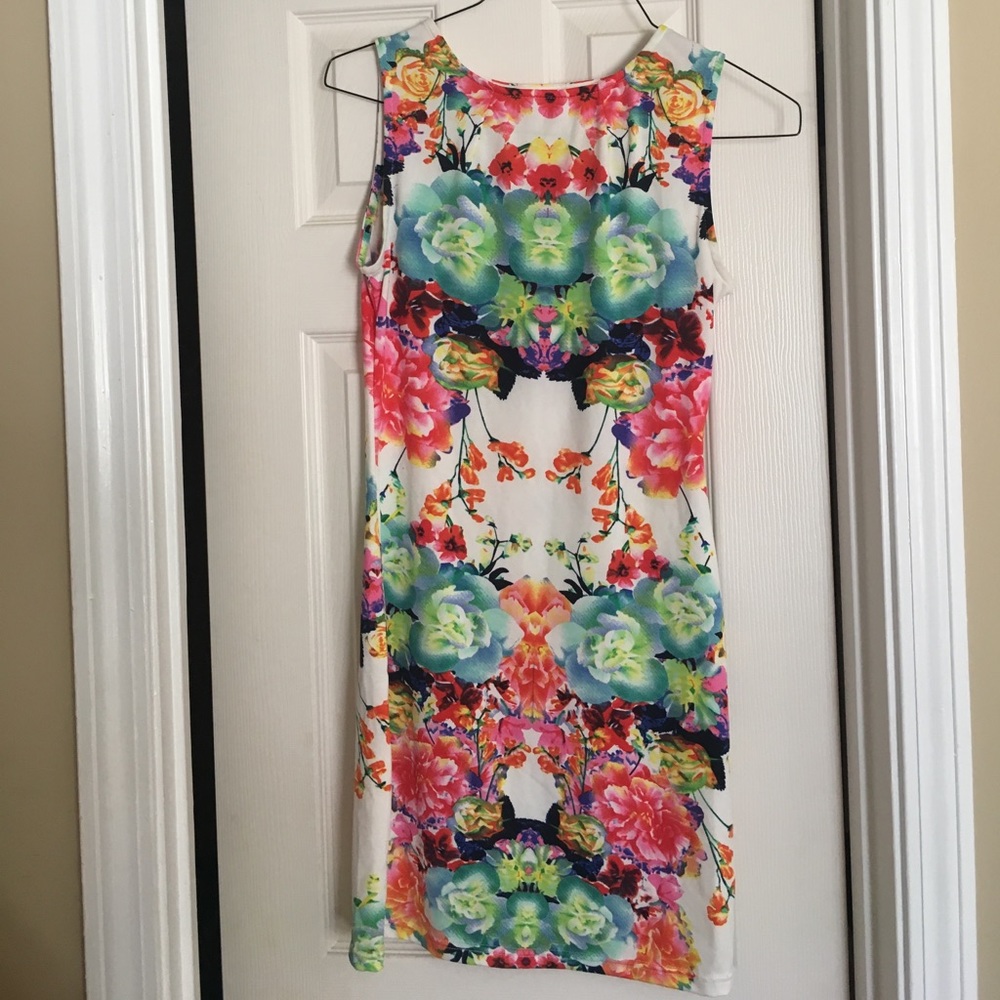 Bright, floral mini dress