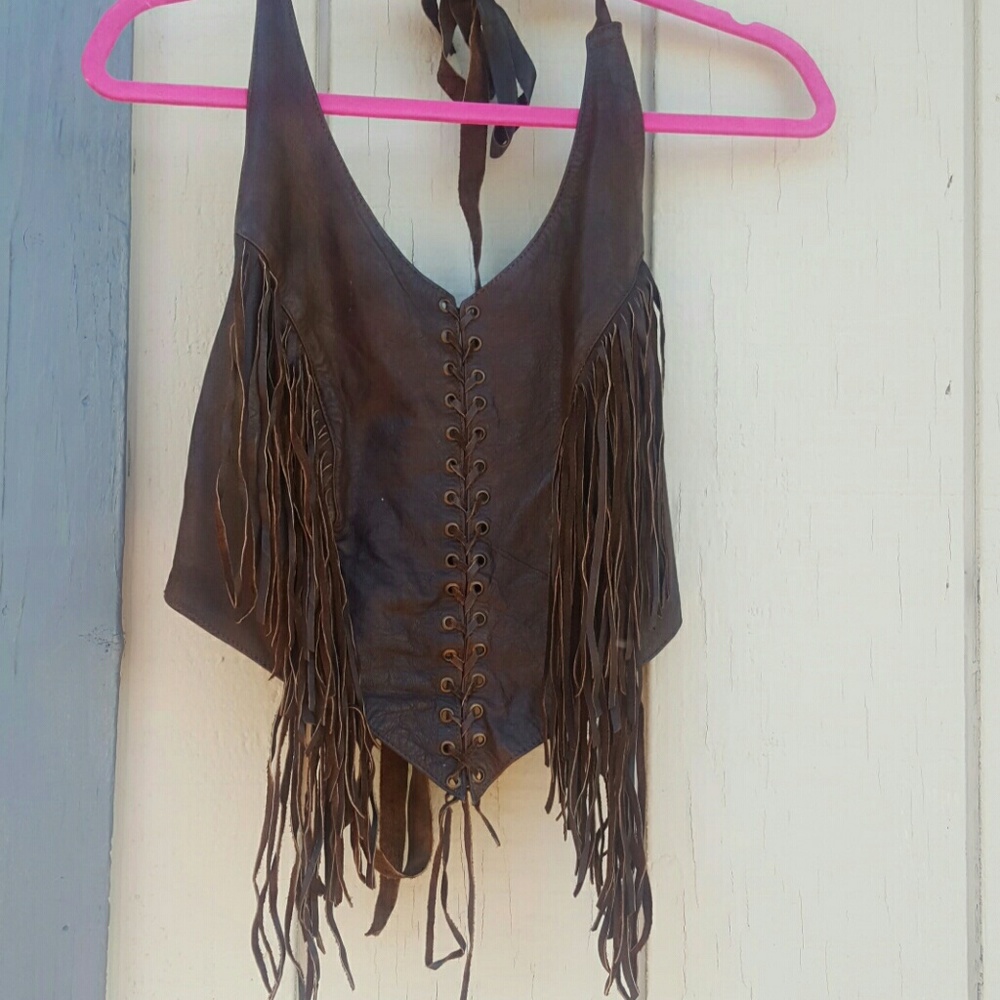 100% leather festival/biker top