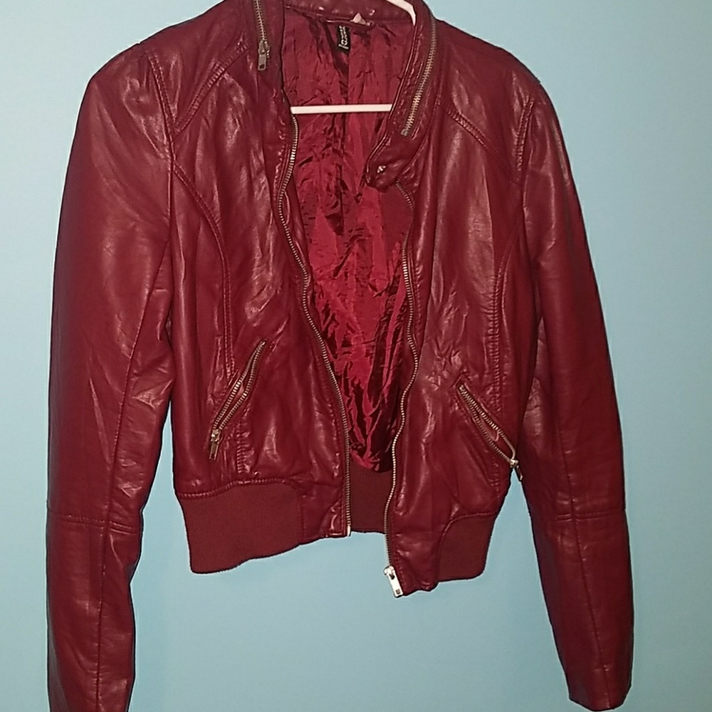 Maroon leather jacket