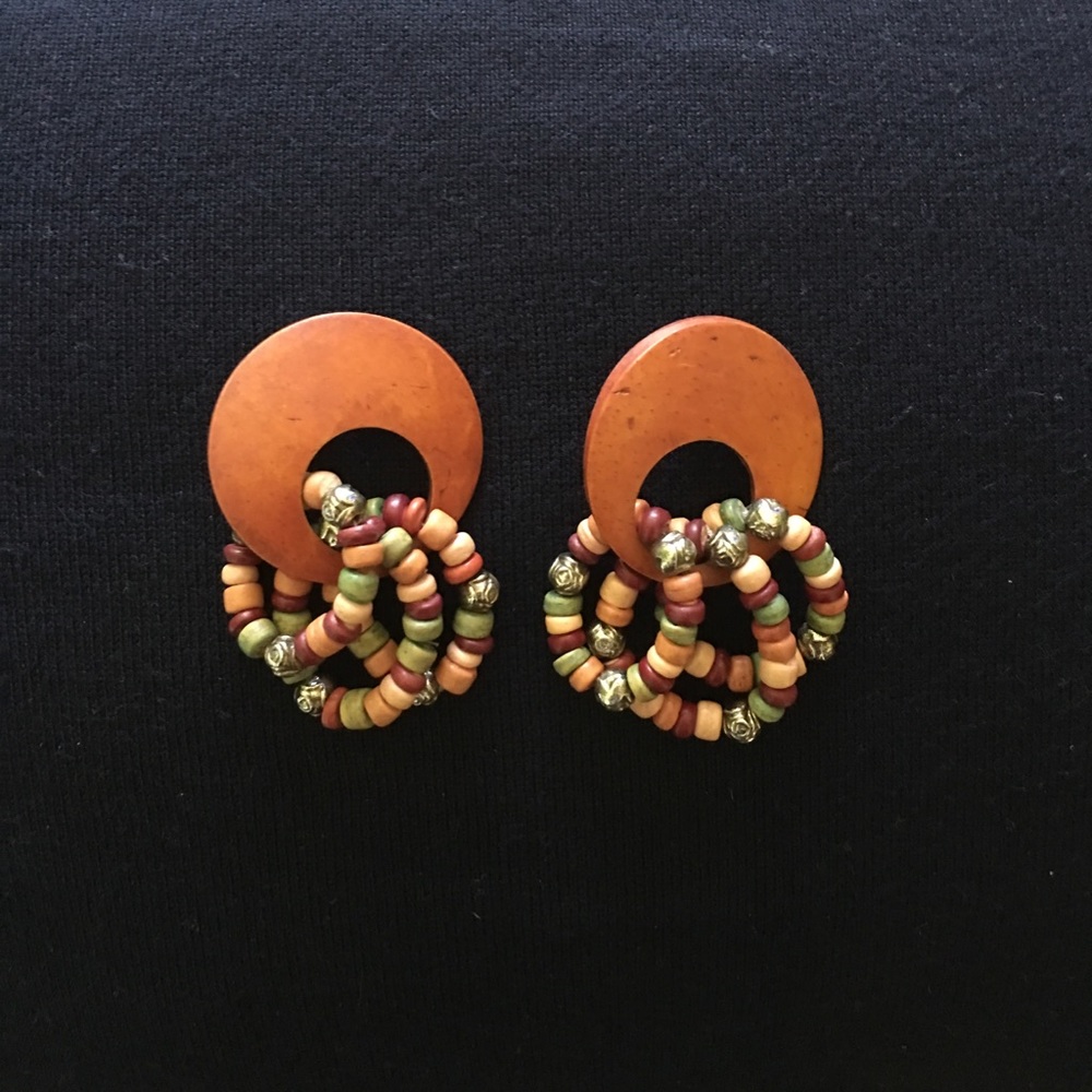 Wooden beaded earrings