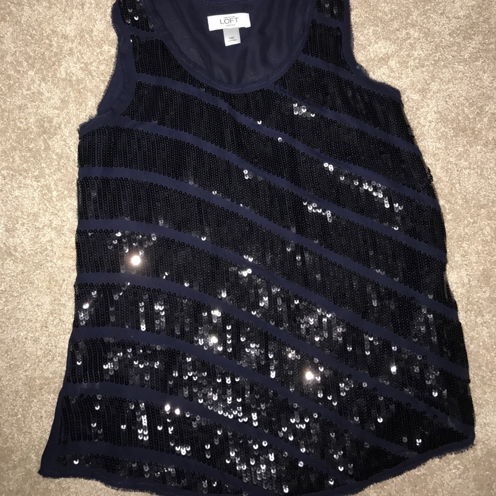 *party!* Navy and black sequin tank. Loft size MP