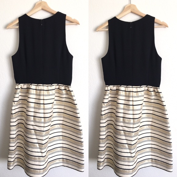 J.Crew Black Metallic Gold Cotton Silk Dress - Picture 2 of 6