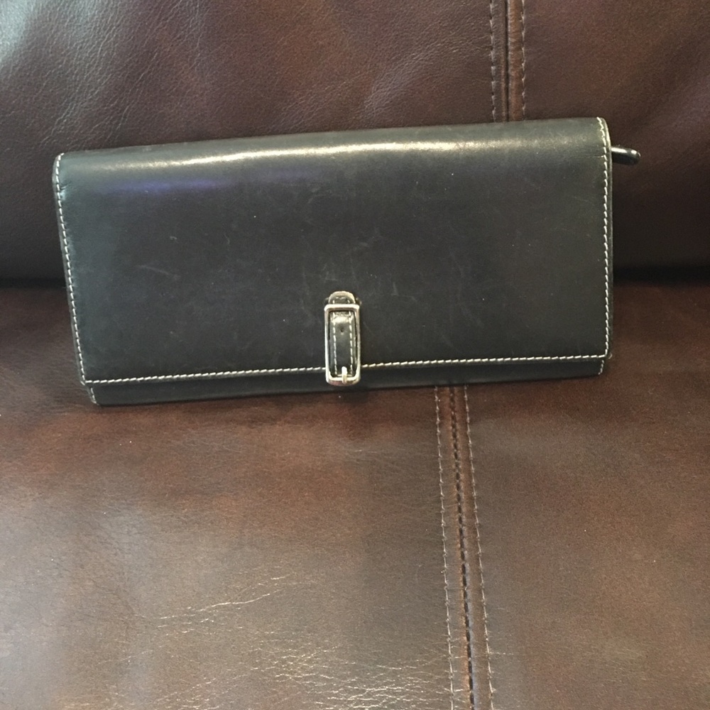 Coach Leather Wallet Black w/Red