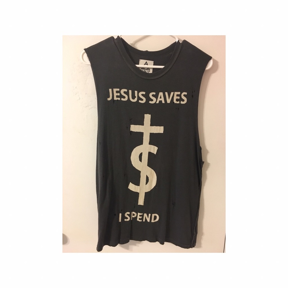 Jesus Saves I Spend Muscle Tank