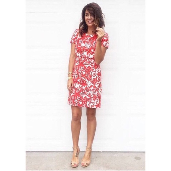 'ELLERY' Red Palm Tree Printed Cut Out Shift Dress - Picture 2 of 4