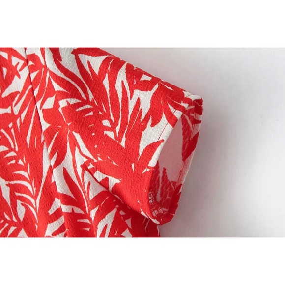 'ELLERY' Red Palm Tree Printed Cut Out Shift Dress - Picture 4 of 4