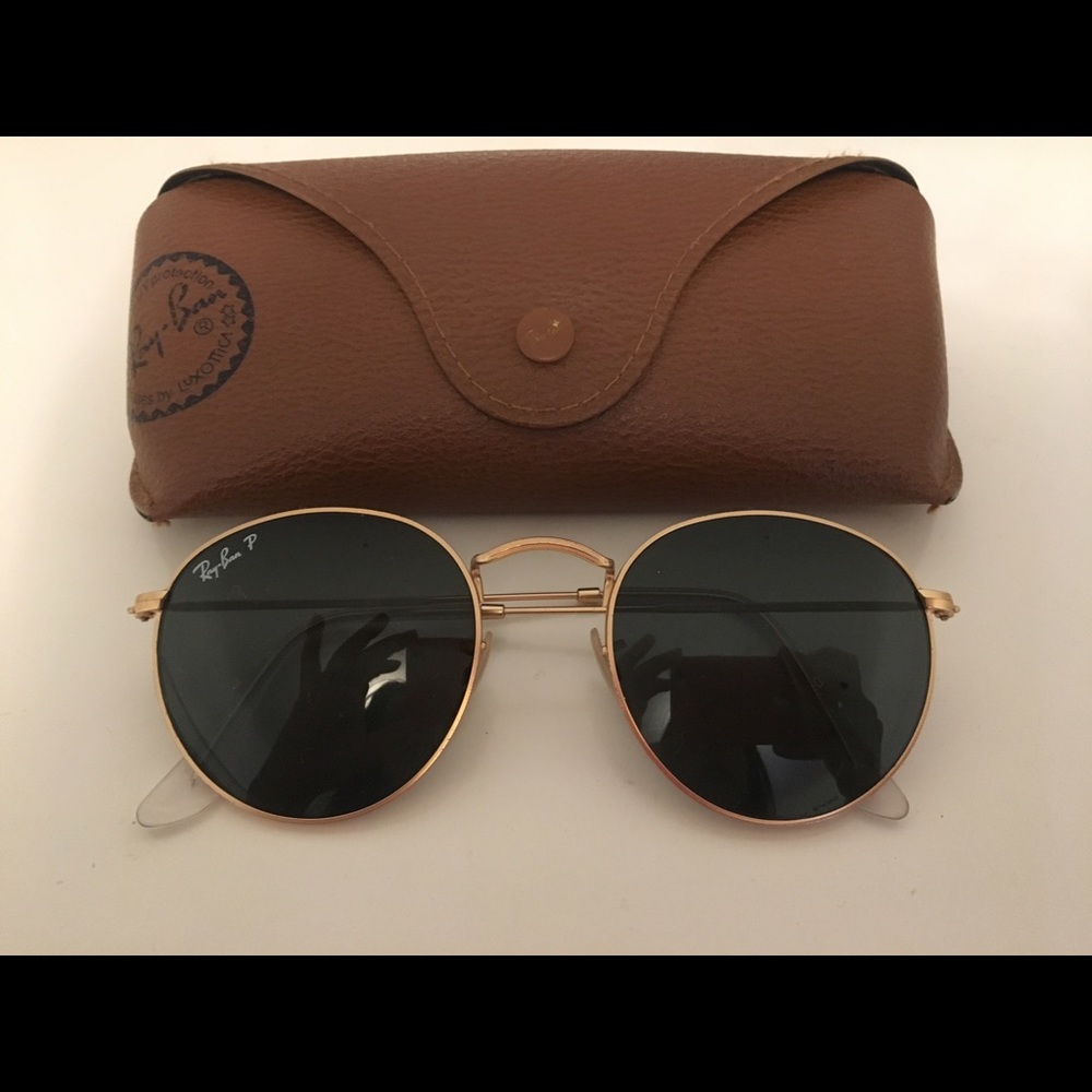 Round 50mm Gold Ray-Ban Sunglasses